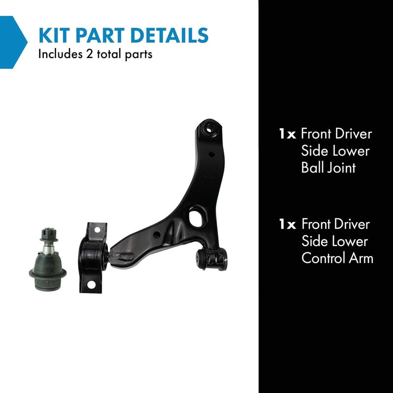 TRQ Front Left Lower Control Arm with Ball Joint Set Drivers Side Compatible with 2010-2013 Ford Transit Connect - Image 2